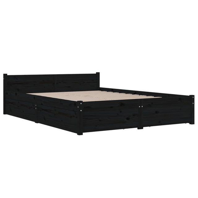 vidaXL Bettgestell Bett mit Schubladen Schwarz 140x190 cm Bett Bettrahmen B günstig online kaufen