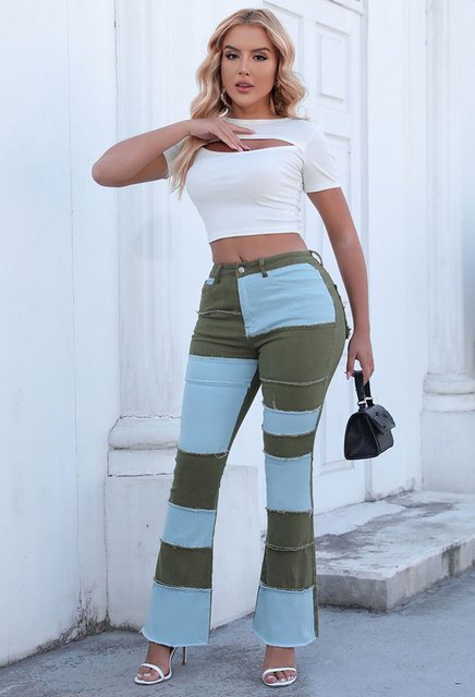 CHENIN Slouchy Jeans Stretch-denim-schlaghose mit weitem bein. Hot-girl-jea günstig online kaufen