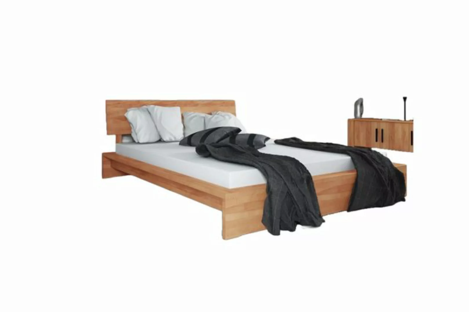 Natur24 Bett Bett Lubic 2 Kernbuche 200x200 mit Holzkopfteil und Holzfußges günstig online kaufen