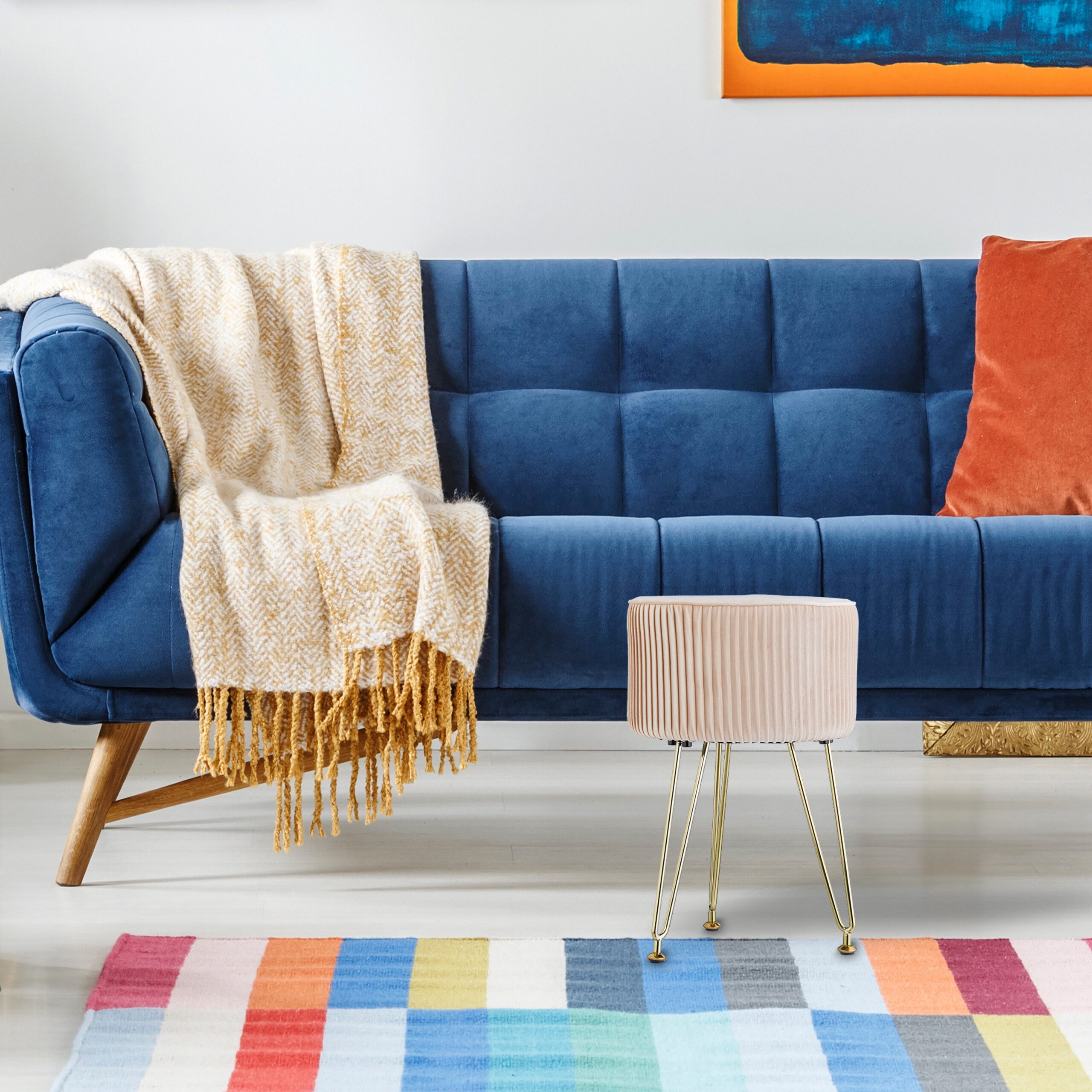 relaxdays Sitzhocker Samt Hocker mit Metallbeinen, günstig online kaufen