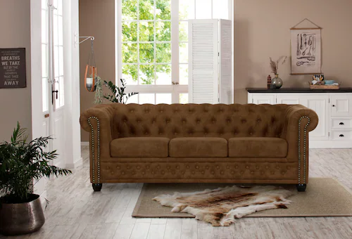 Home affaire Chesterfield-Sofa "Rysum", Chesterfield-Optik, in 2 Bezugsqual günstig online kaufen