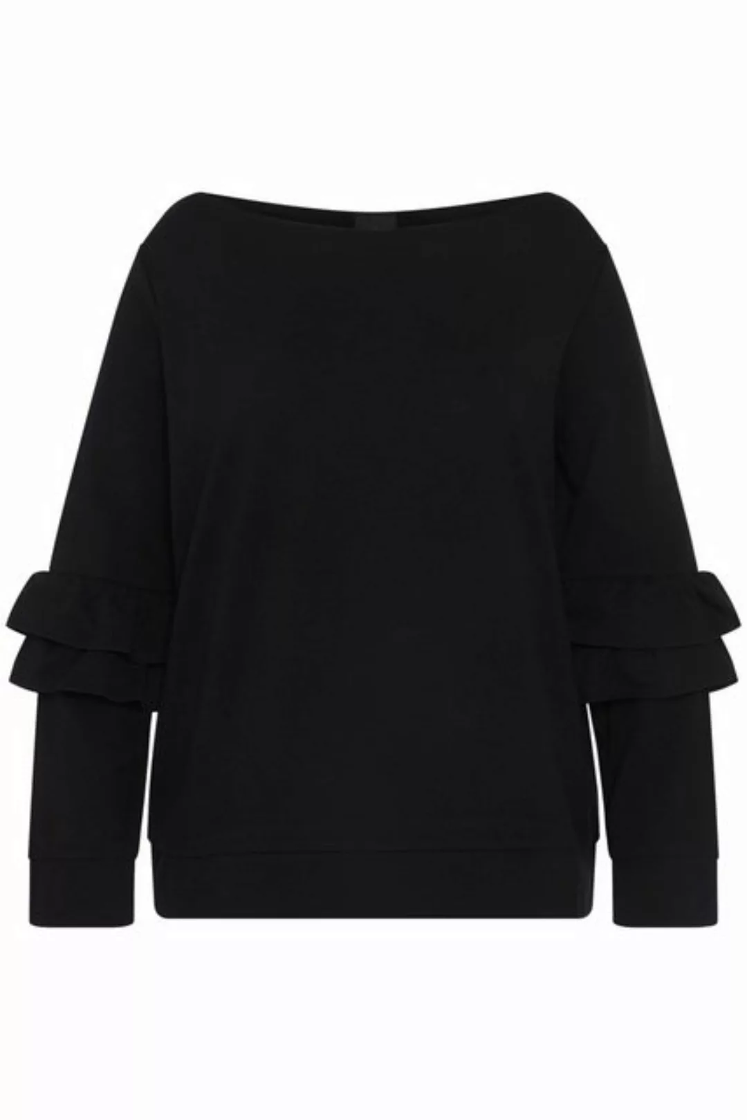 Ulla Popken Sweatshirt Sweatshirt Rüschen V-Ausschnitt Langarm günstig online kaufen