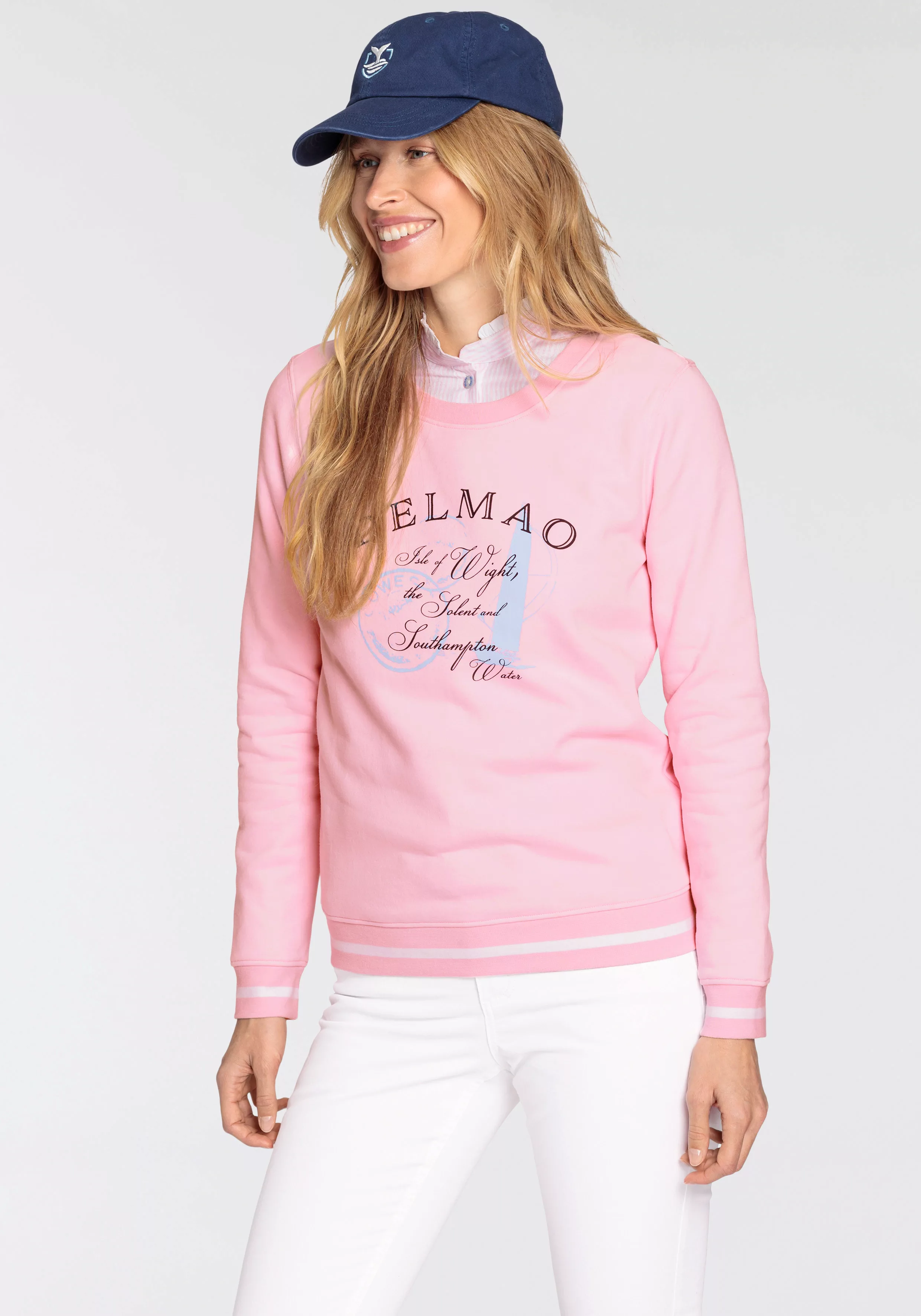 DELMAO Sweatshirt mit sportiven Kontraststreifen in den Bündchen günstig online kaufen