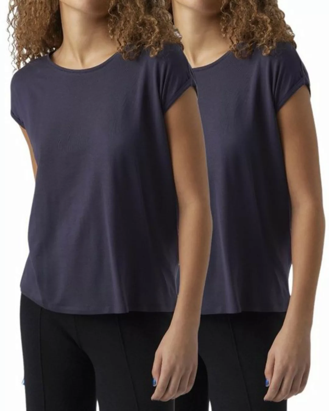 Vero Moda T-Shirt Stilvolles Basic Shirt mit Rundhalsausschnitt (2er-Pack) günstig online kaufen