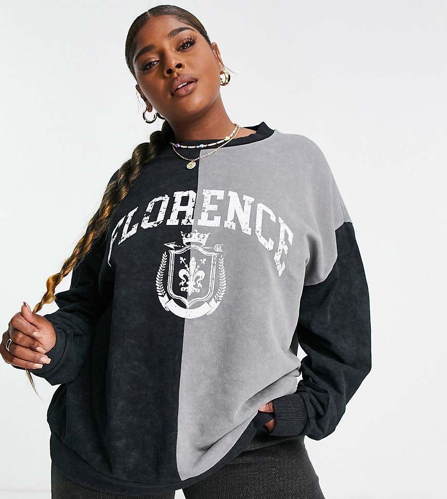 ASOS DESIGN Curve – Oversize-Sweatshirt mit gespleißtem Design und Print au günstig online kaufen