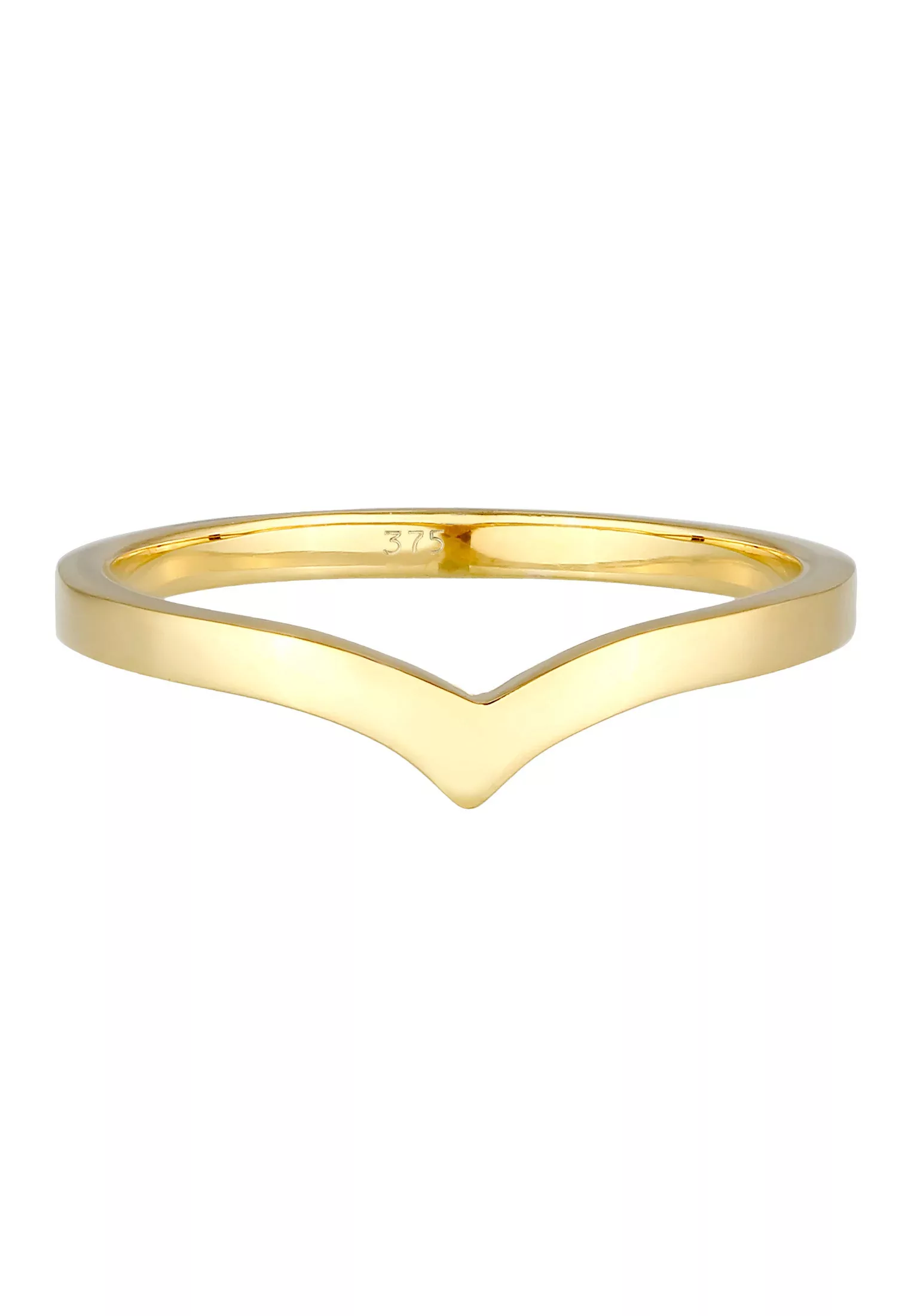 Elli Premium Fingerring »V-Form Stapelring Geo Look Modern 375 Gelbgold« günstig online kaufen