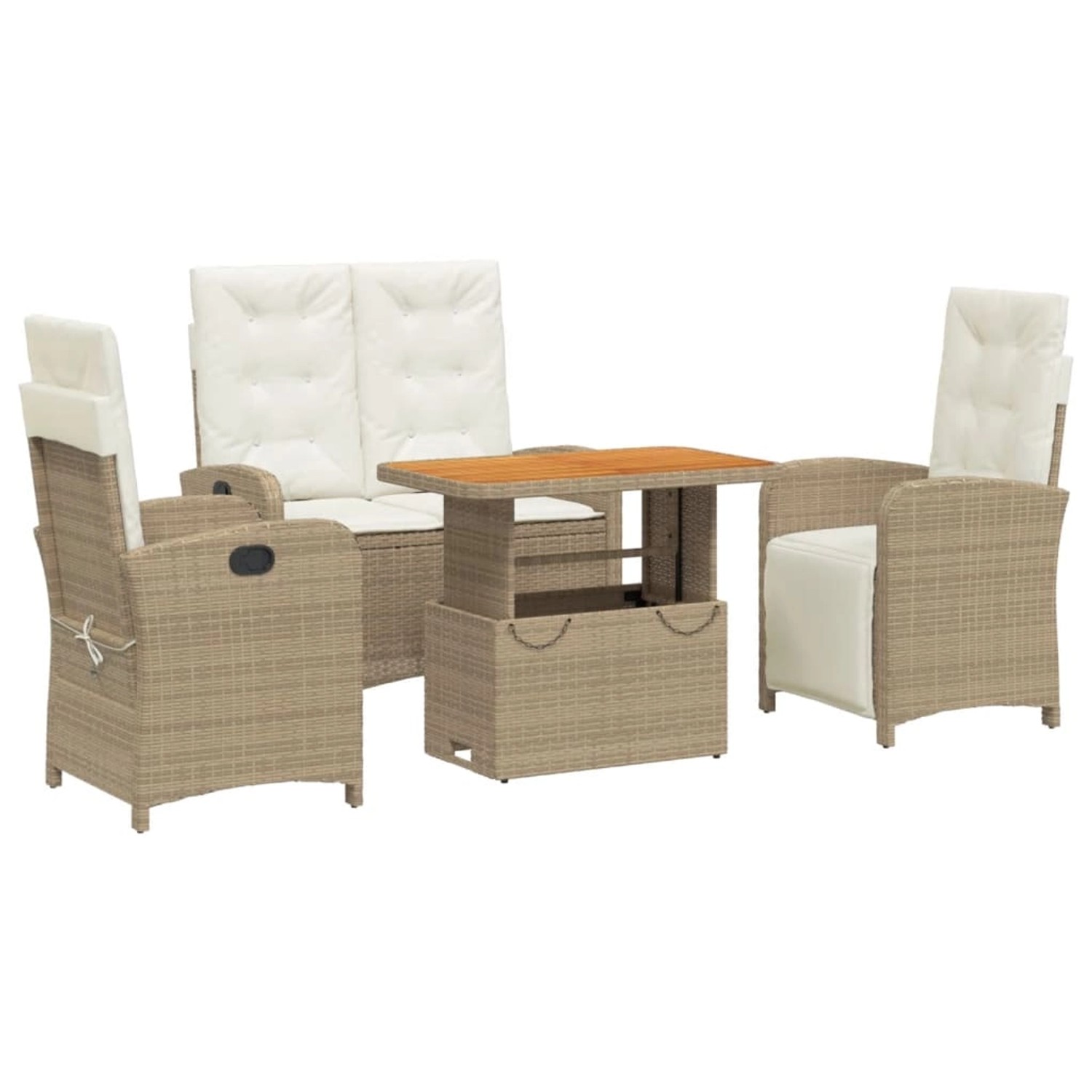 vidaXL 4-Tlg Garten-Essgruppe mit Kissen Beige Poly Rattan 3277360 günstig online kaufen