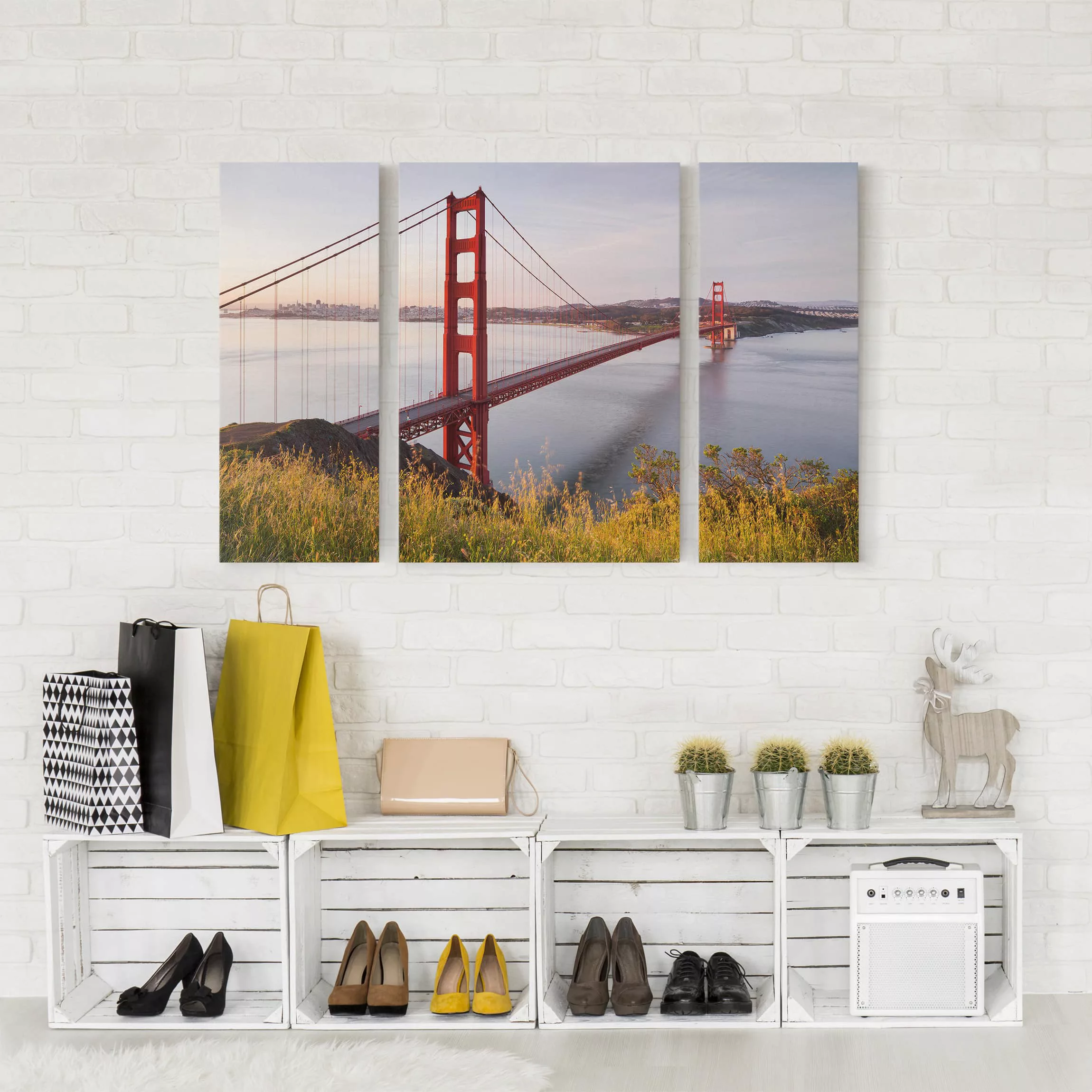 3-teiliges Leinwandbild Architektur & Skyline Golden Gate Bridge in San Fra günstig online kaufen