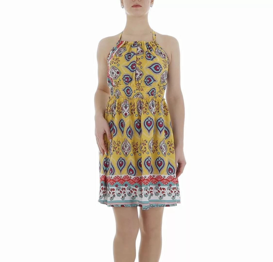 Ital-Design Sommerkleid Damen Freizeit (85941330) Print Minikleid in Gelb günstig online kaufen