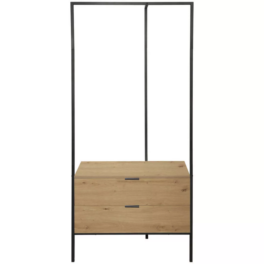 Kompaktgarderobe Jody Eiche Artisan Nachbildung schwarz B/H/T: ca. 85x190x4 günstig online kaufen