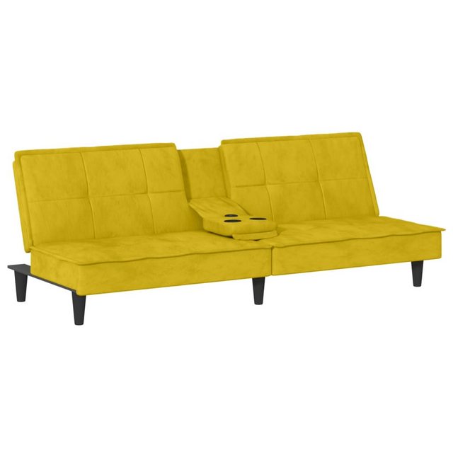 vidaXL Sofa Schlafsofa mit Getränkehaltern Gelb Samt Schlafcouch günstig online kaufen