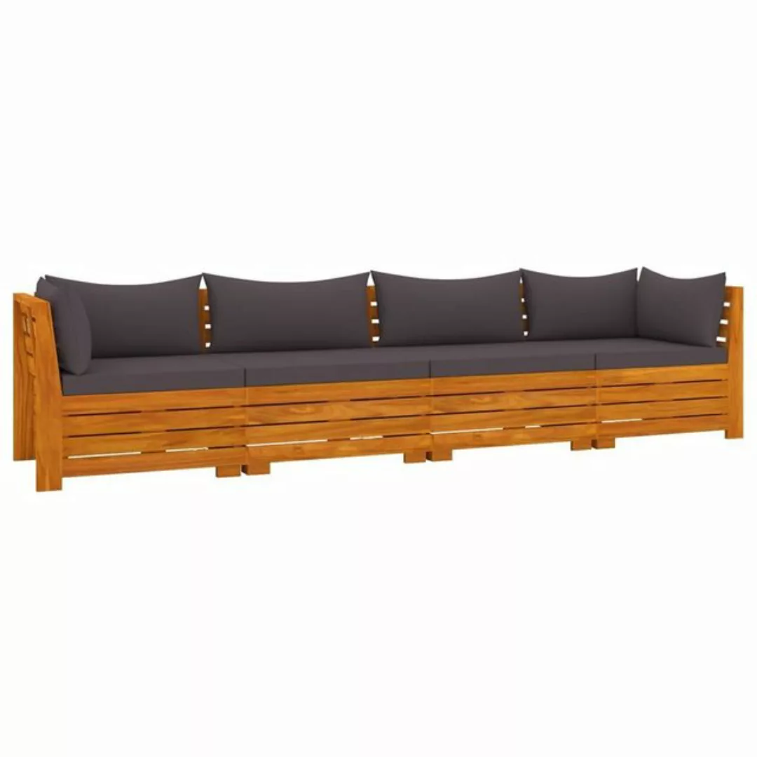 furnicato Loungesofa 4-Sitzer-Gartensofa mit Kissen Massivholz Akazie günstig online kaufen