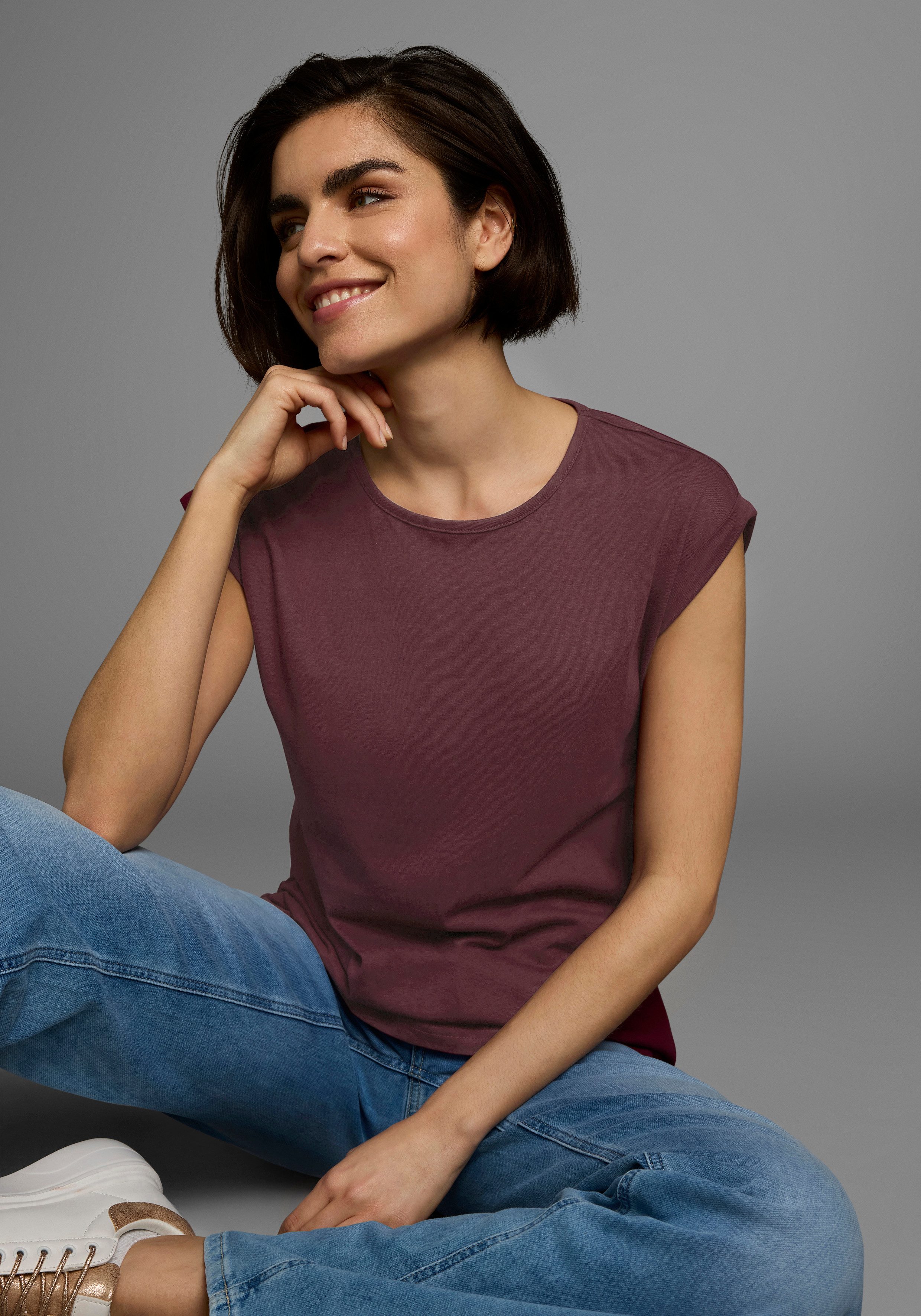 Boysens T-Shirt, Kurzarm, unifarben, Rundhals, für Freizeit und Alltag günstig online kaufen