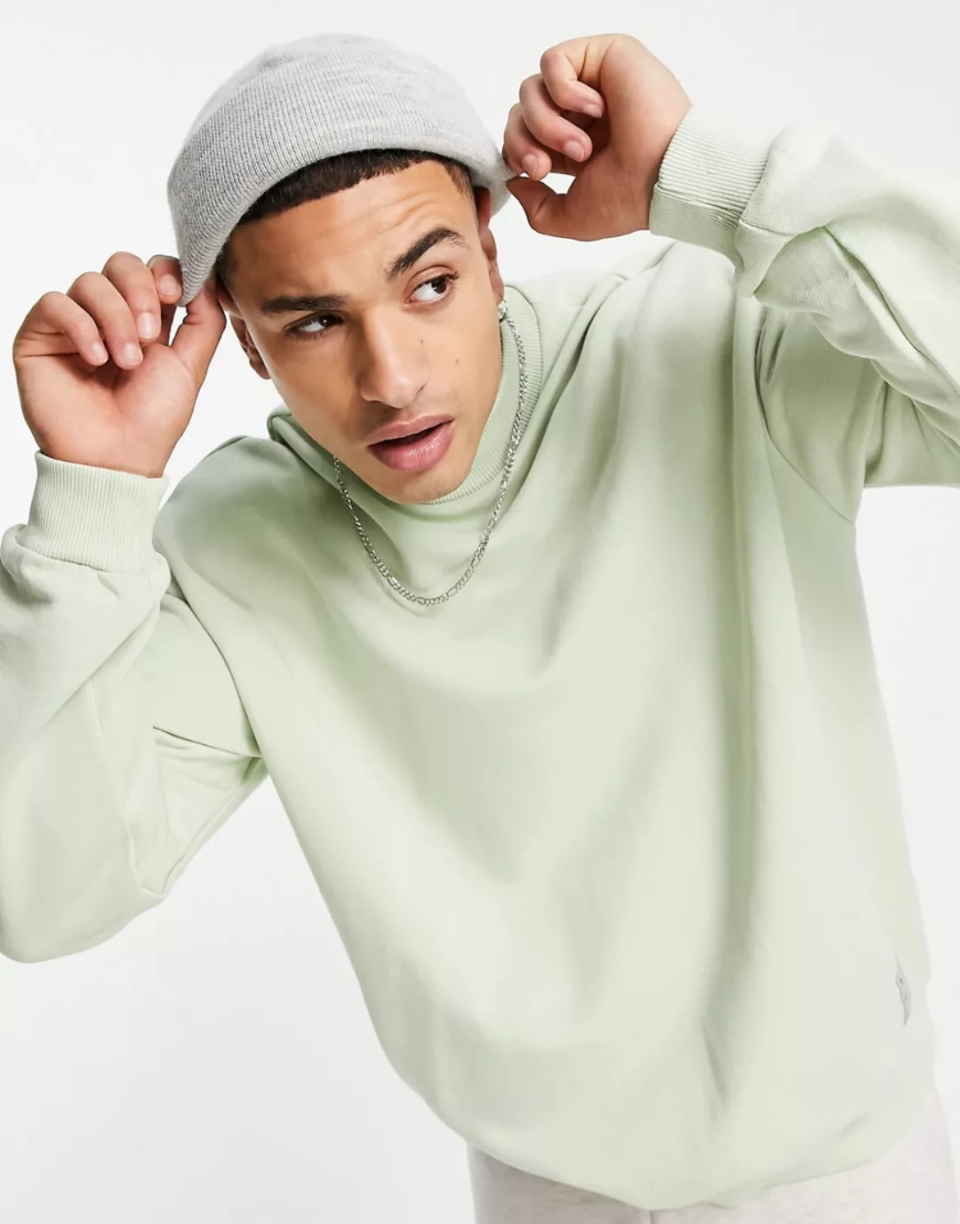 Bershka – Hochgeschlossenes Sweatshirt in Pastellgrün günstig online kaufen