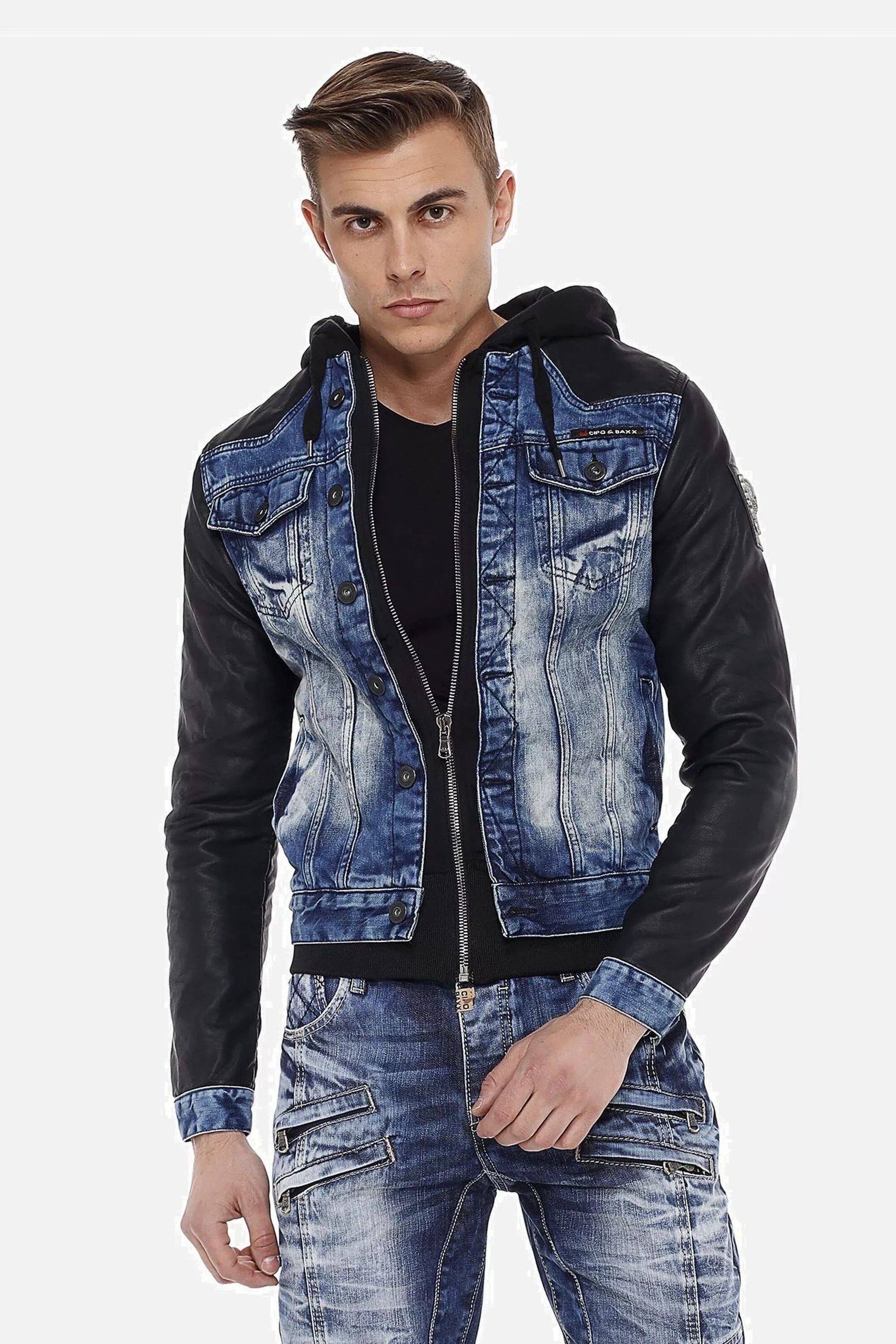 Cipo & Baxx Jeansjacke "Jacke", mit Kapuze, mit Reißverschluss, CJ235 günstig online kaufen