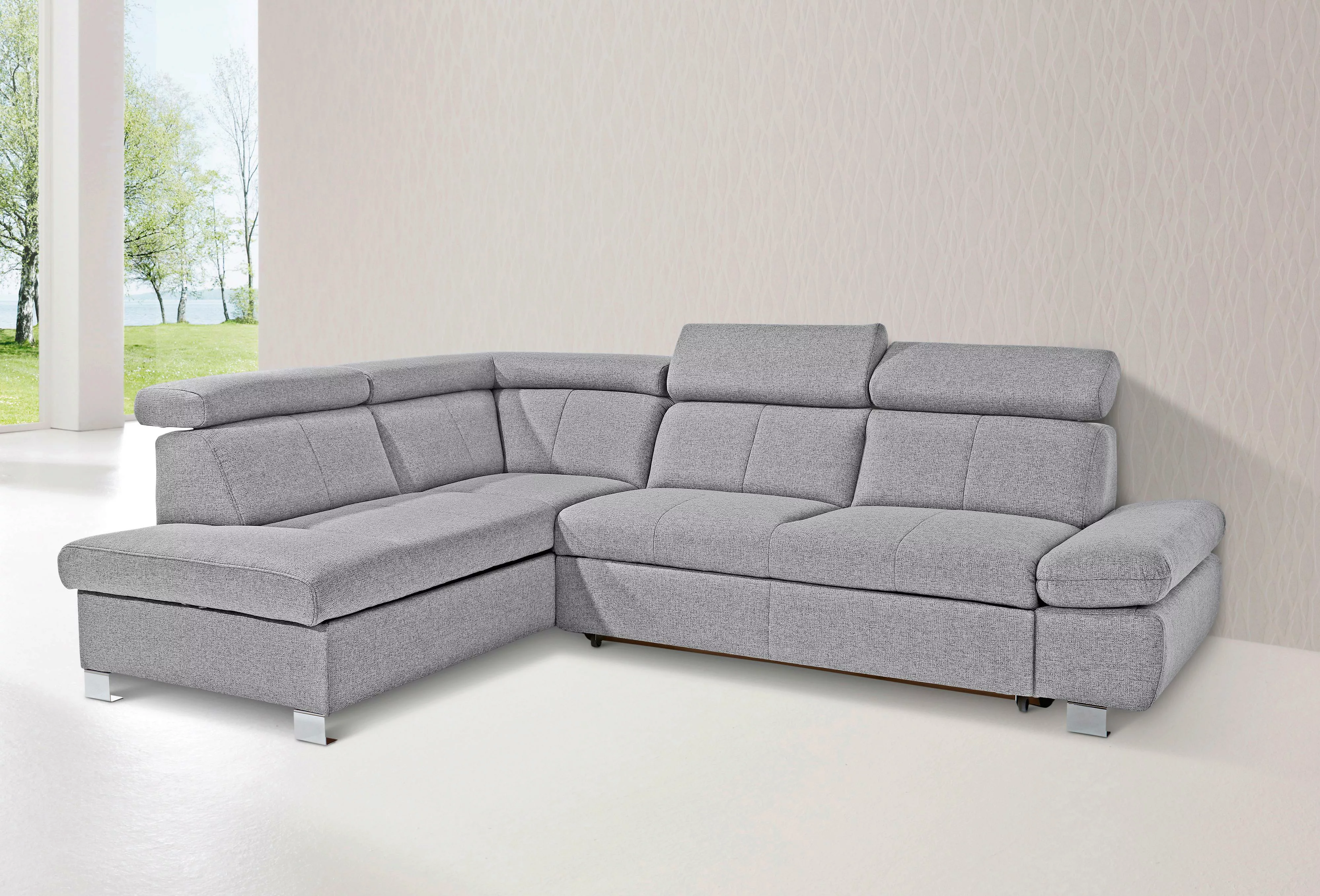 exxpo - sofa fashion Ecksofa Happy, mit Ottomane und wahlweise mit Bettfunk günstig online kaufen