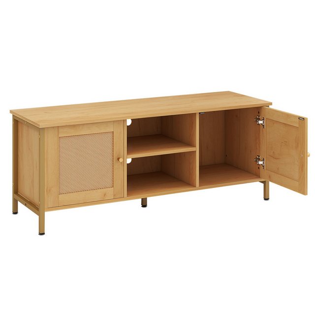 COSTWAY TV-Schrank mit 2 Türen aus Rattan & Fächern,Holz,120x40x48cm günstig online kaufen