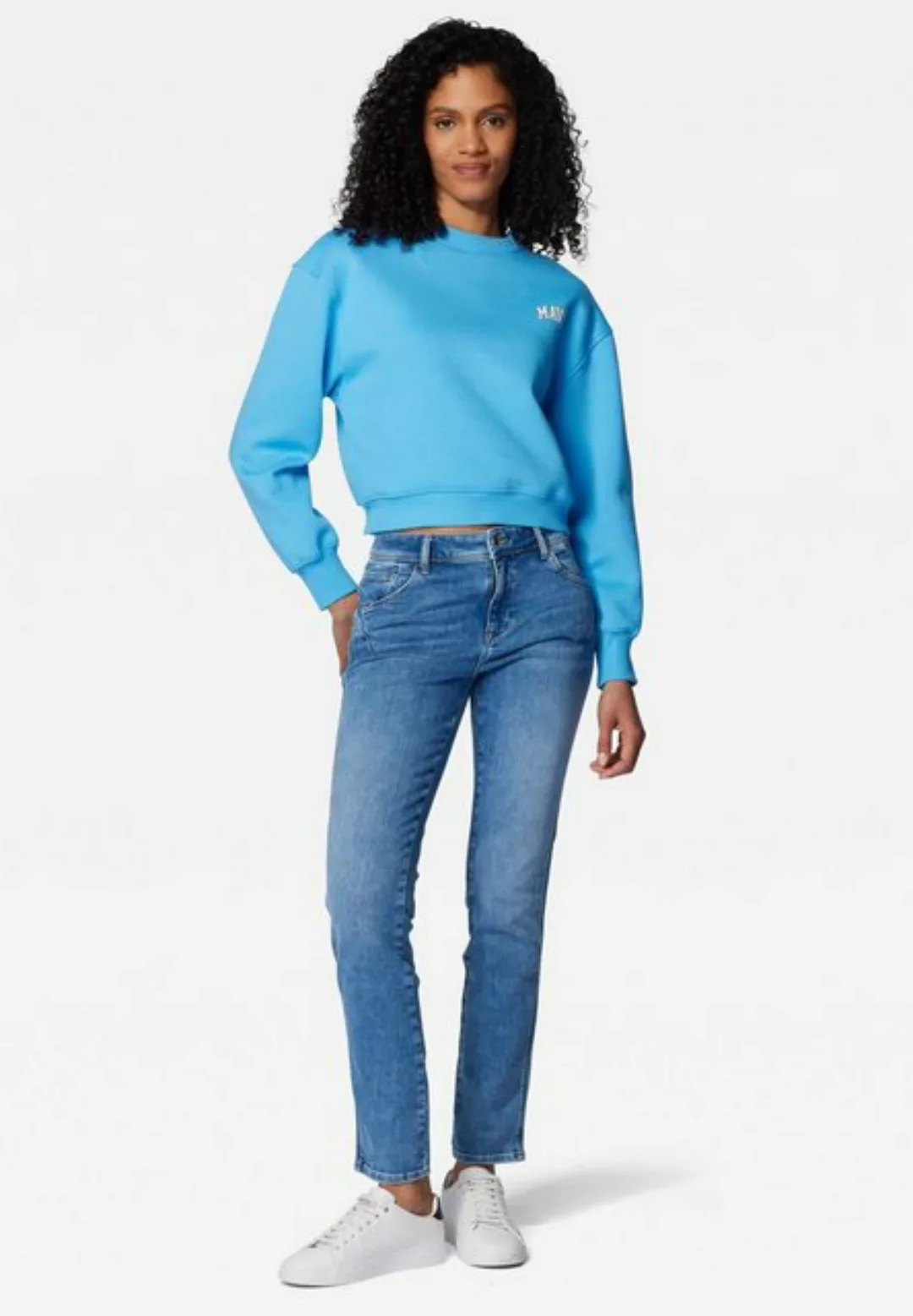 Mavi Rundhalspullover "LOGO SHORT SWEATSHIRT", Pullover mit Mavi Logo gestr günstig online kaufen