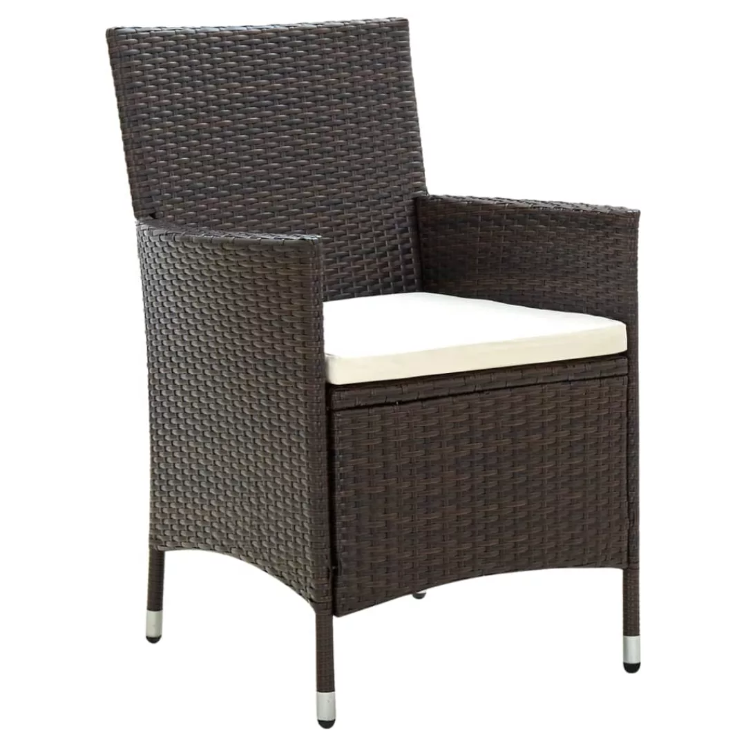 Gartenstühle Mit Sitzpolster 4 Stk. Poly Rattan Braun günstig online kaufen