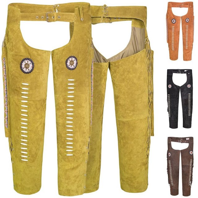 German Wear Lederhose GW957T Chaps Fransenhose Reiter Cowboy Western Lederc günstig online kaufen