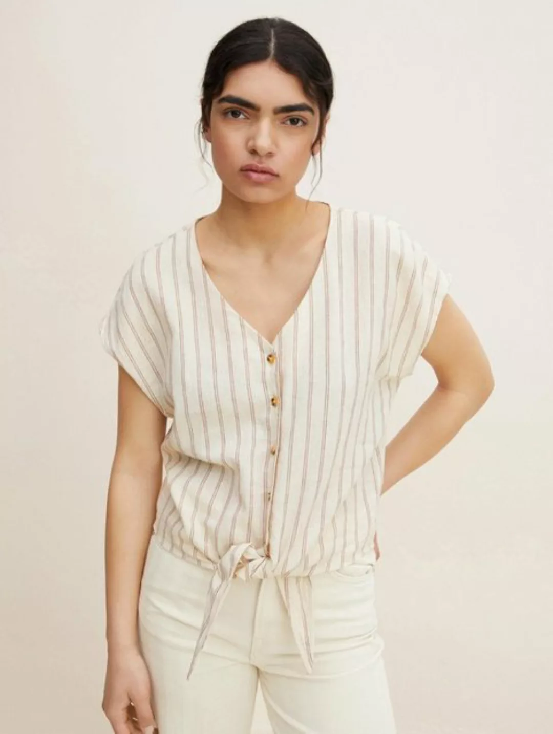 TOM TAILOR Denim Hemdbluse Bluse mit Knotendetail günstig online kaufen
