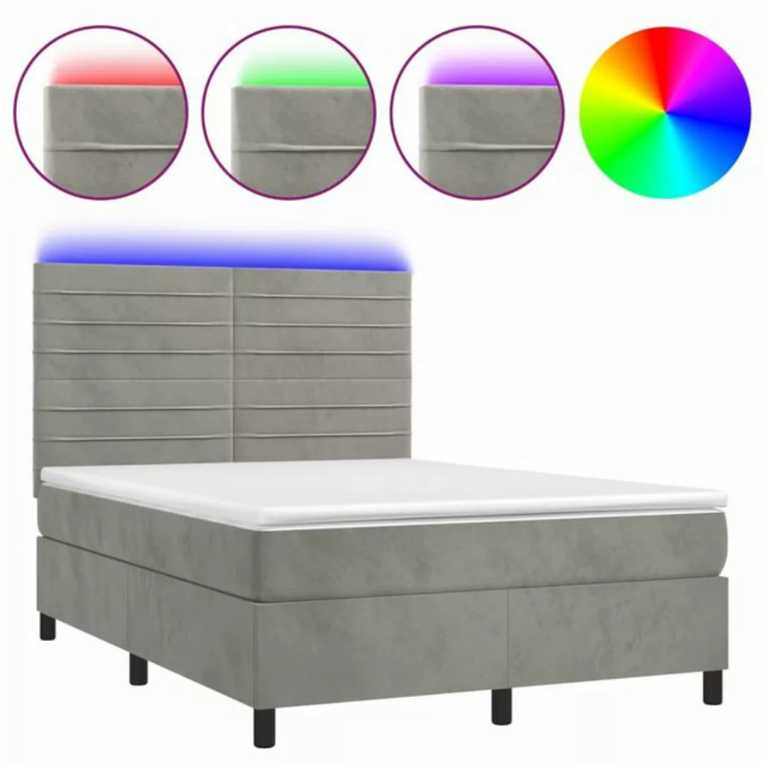 vidaXL Boxspringbett Boxspringbett mit Matratze & LED Samt (140 x 200 cm, H günstig online kaufen