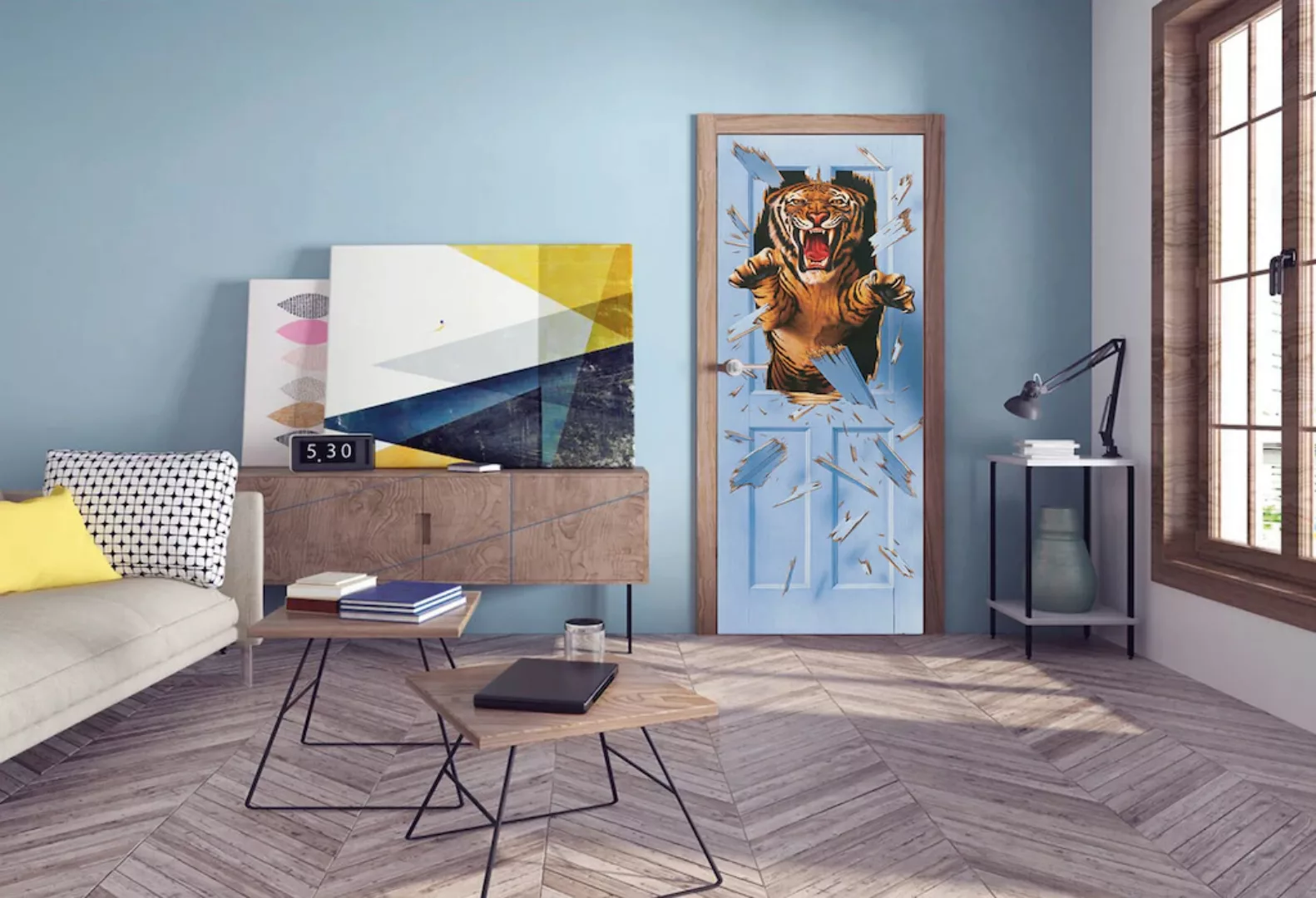 Papermoon Fototapete »Bursting Tiger - Türtapete«, matt günstig online kaufen
