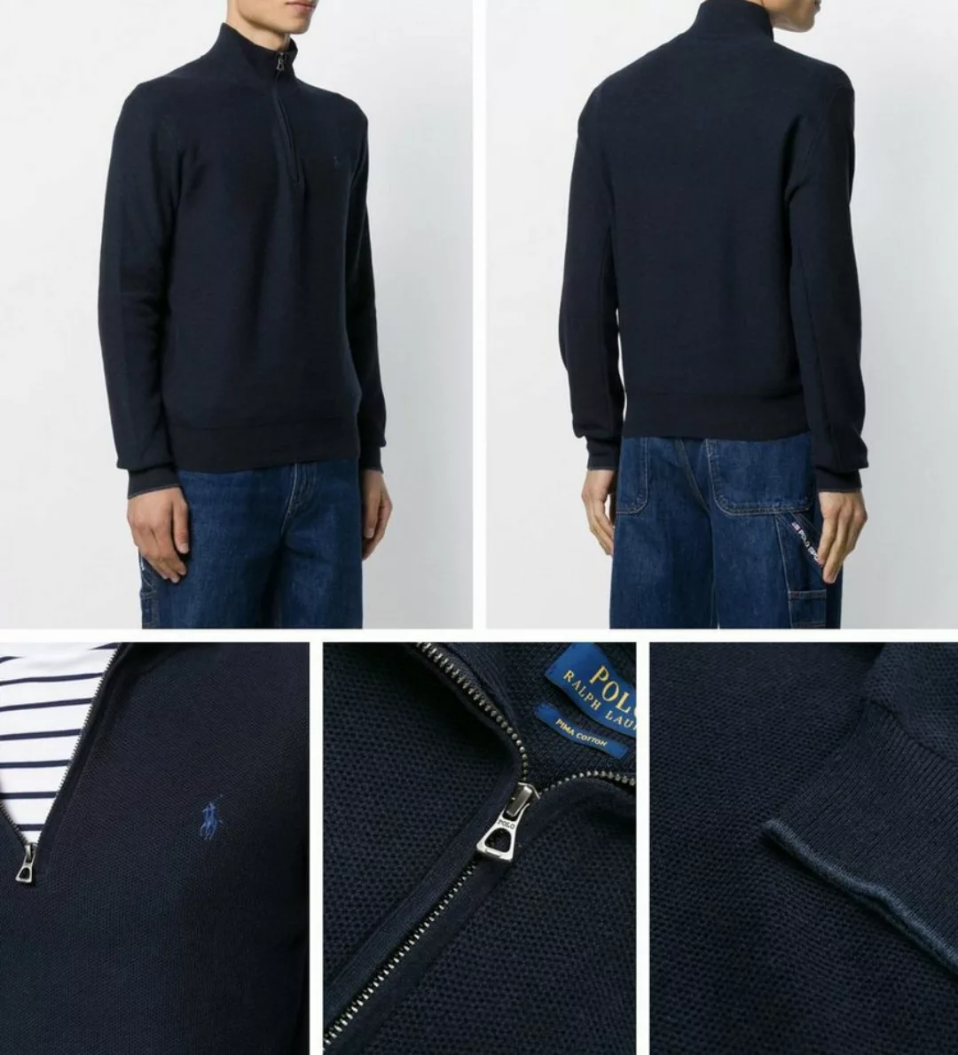Polo Ralph Lauren – Strickpullover aus Pima-Baumwolle mit kurzem Reißversch günstig online kaufen
