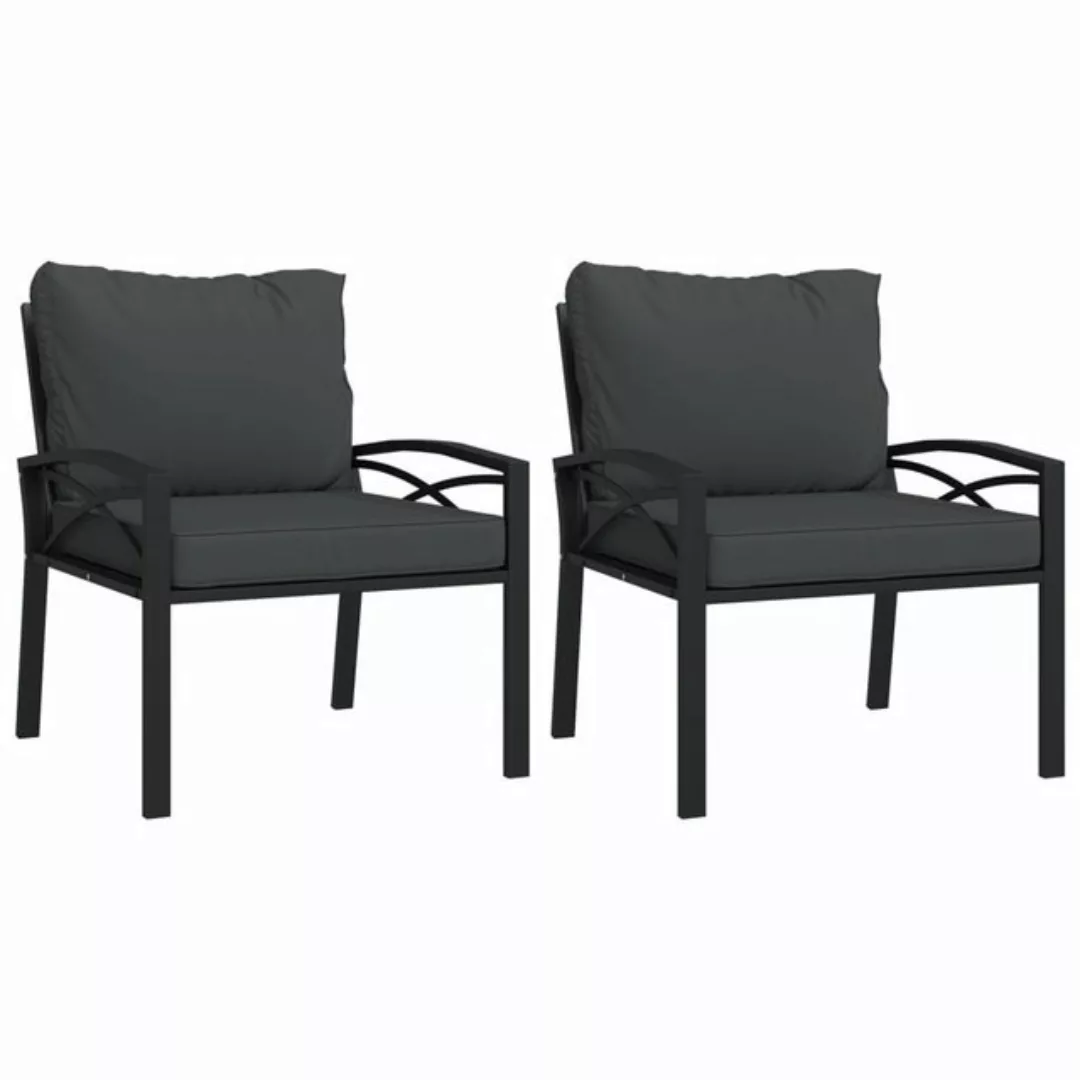 vidaXL Loungesofa Gartenstühle mit Grauen Kissen 2 Stk. 68x76x79 cm Stahl, günstig online kaufen