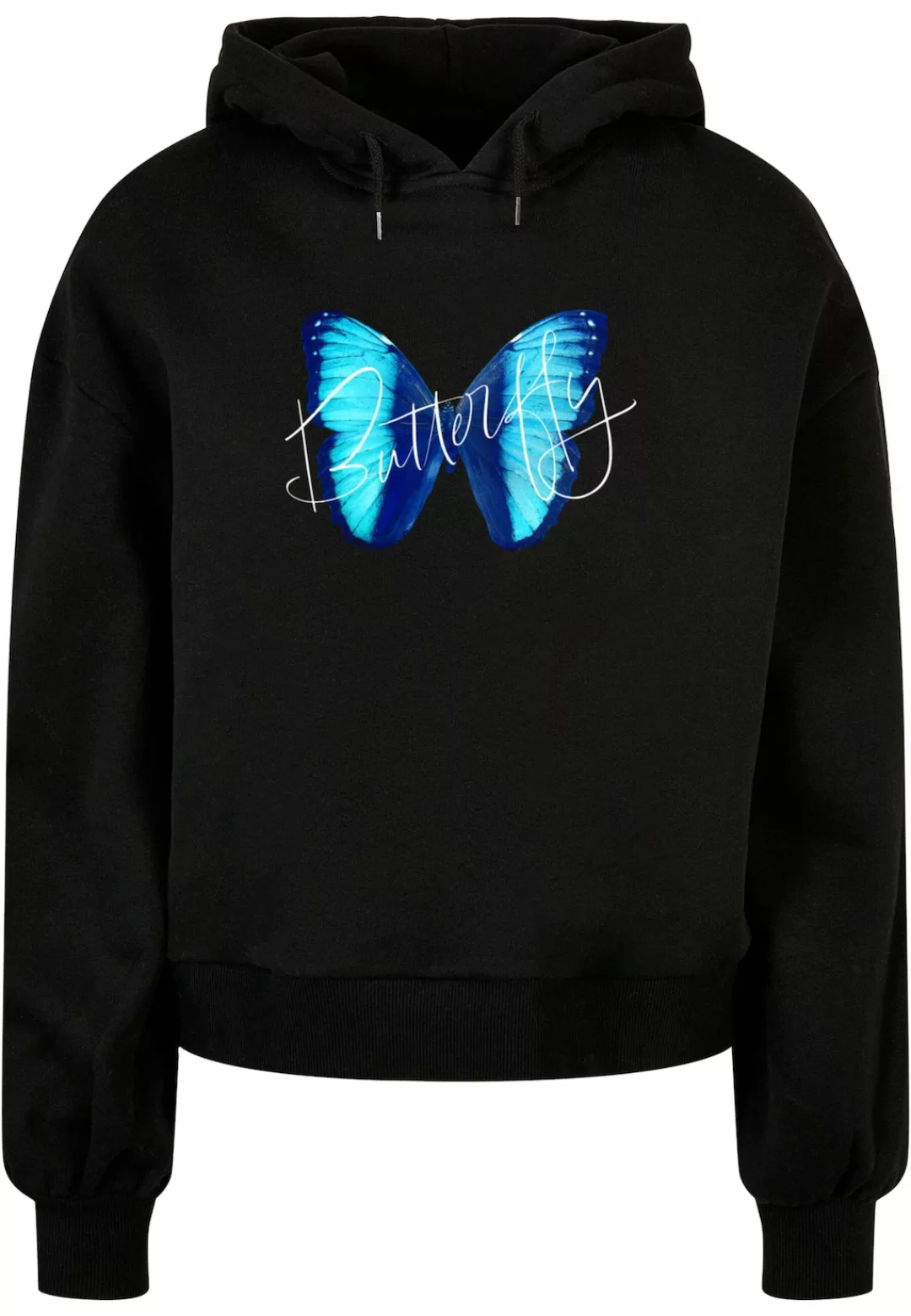 Merchcode Kapuzenpullover "Merchcode Damen Ladies Butterfly Blue Organic Ov günstig online kaufen