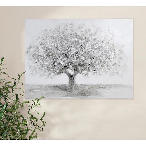 GILDE Leinwandbild »Bild rechteckig Big Tree grau; silberfarben H. 90 cm«, günstig online kaufen