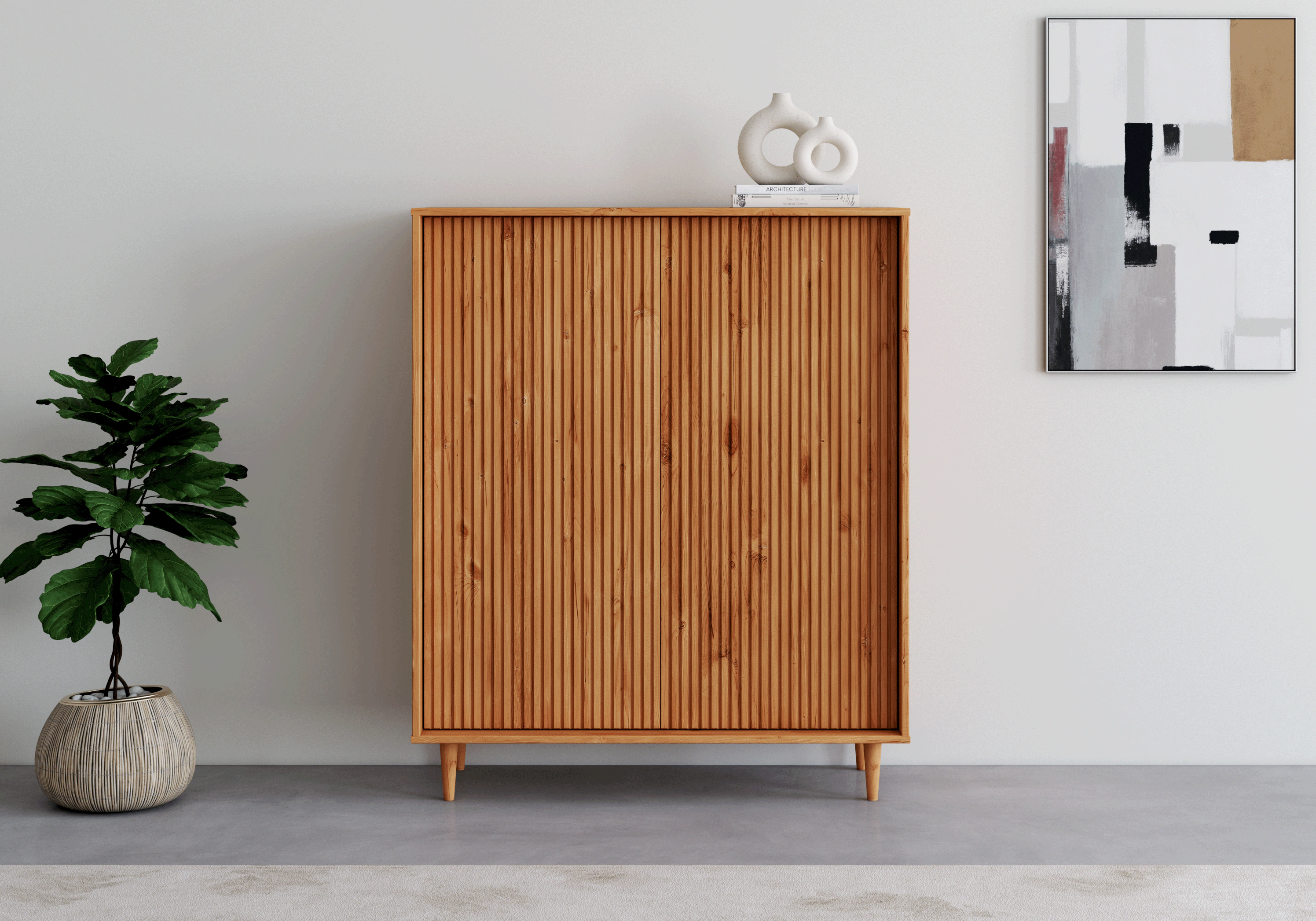 INOSIGN Highboard "Malmedy Front mit gefrästen Rillen", Kommode Midischrank günstig online kaufen