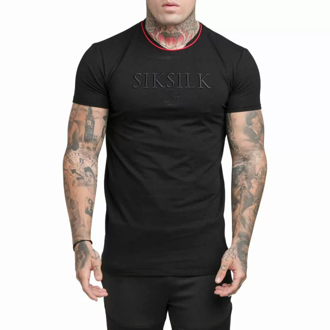 Siksilk Piping Embroidery Gym Kurzärmeliges T-shirt XL Black günstig online kaufen