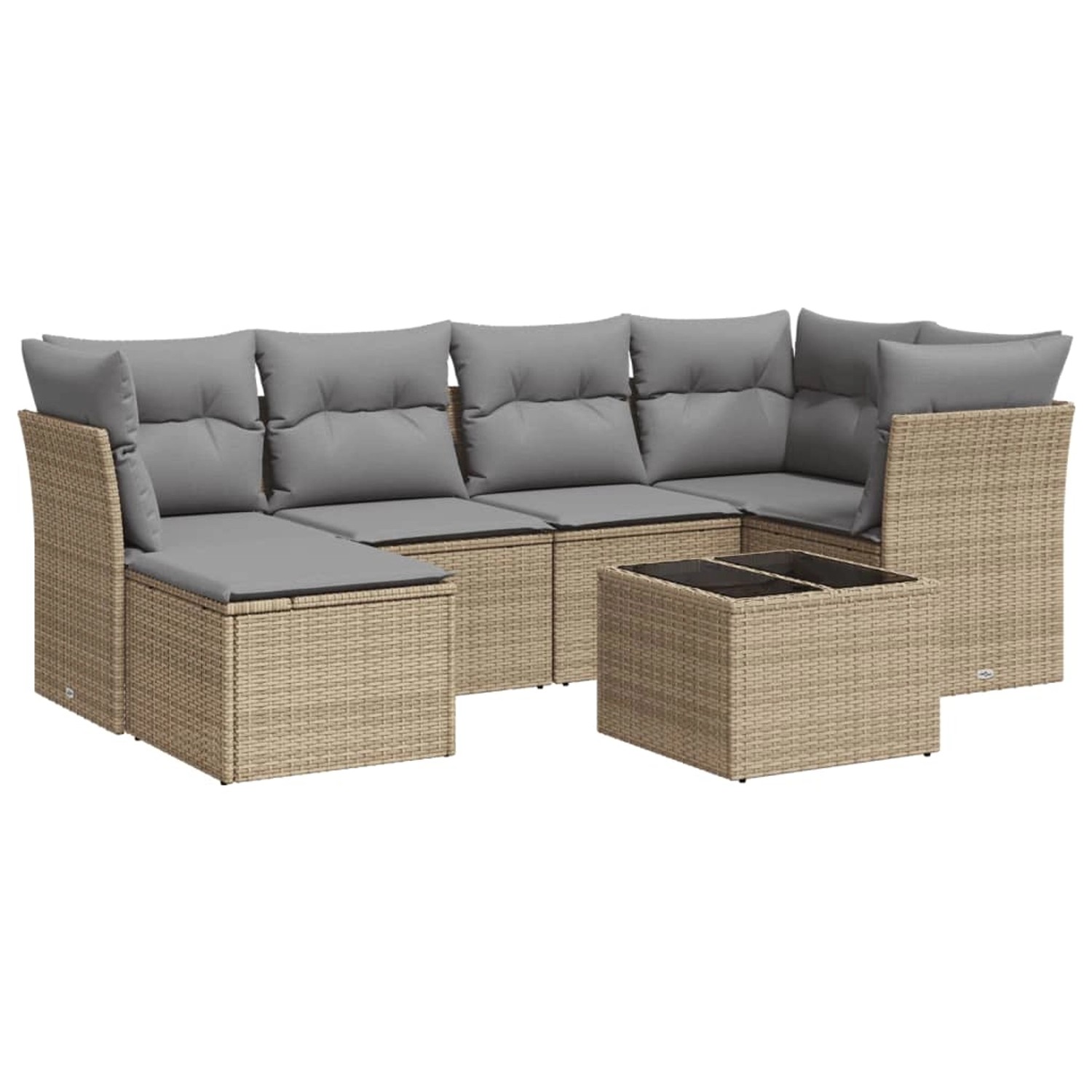 vidaXL 7-Tlg Garten-Sofagarnitur mit Kissen Beige Poly Rattan 3249798 günstig online kaufen