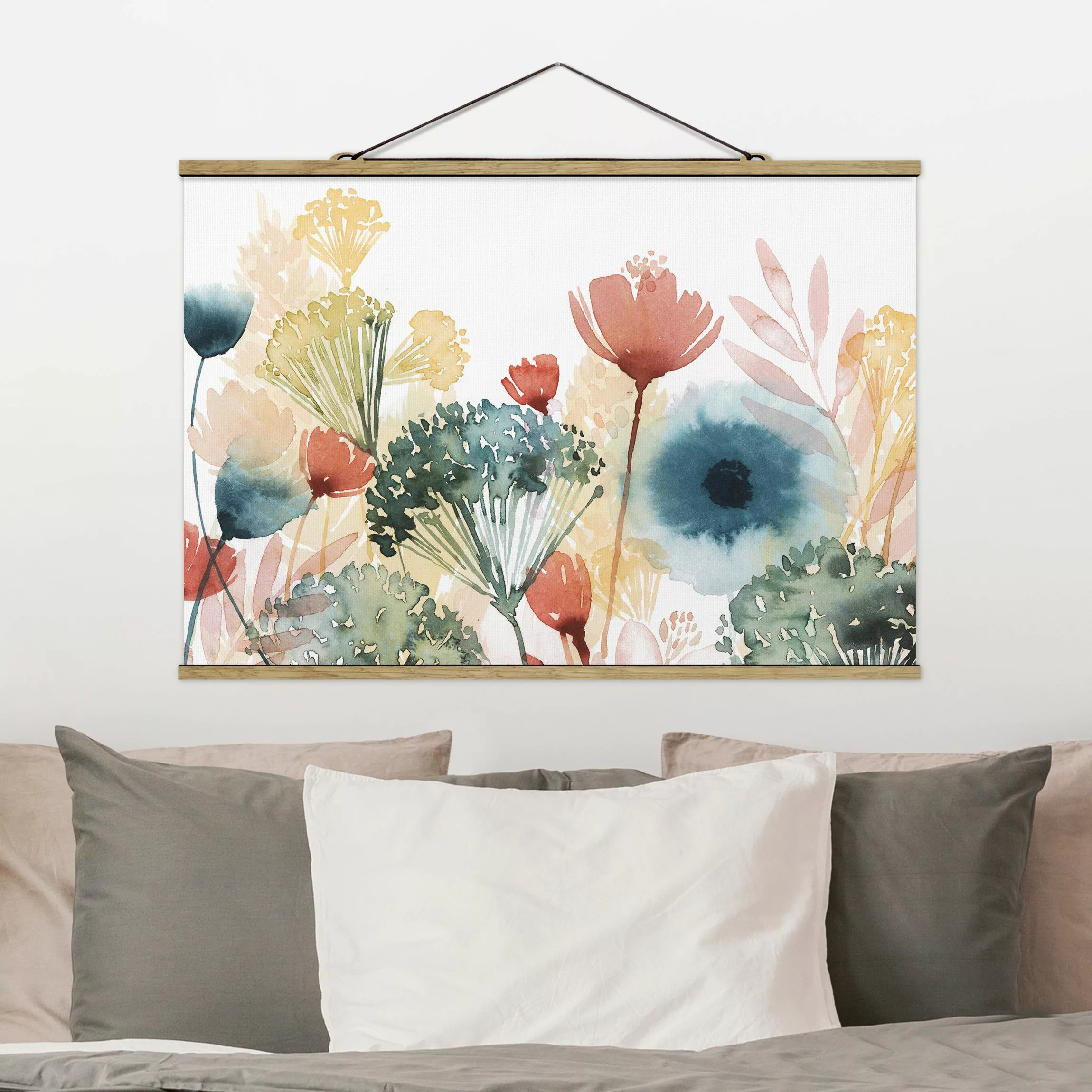 Stoffbild Blumen mit Posterleisten - Querformat Wildblumen im Sommer I günstig online kaufen