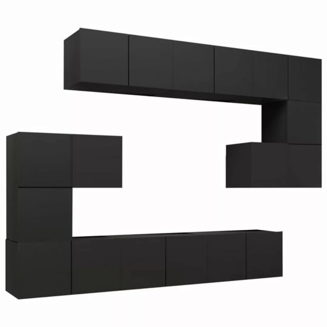 furnicato TV-Schrank 10-tlg. TV-Schrank-Set Schwarz Holzwerkstoff (10-St) günstig online kaufen