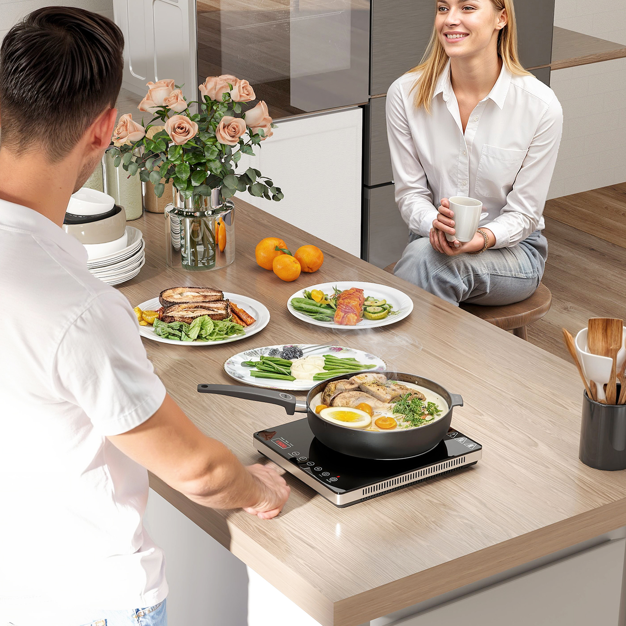 HOMCOM Induktionskochfeld Kochfeld 1 Platte Tragbar Induktionskochplatte mi günstig online kaufen