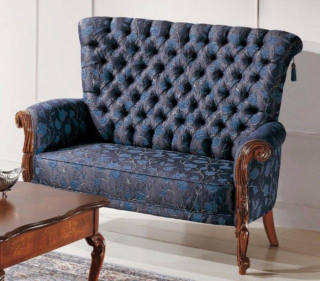 JVmoebel Sofa Blaue Chesterfield 2 Sitzer Bank Italienischer Stil Designer günstig online kaufen