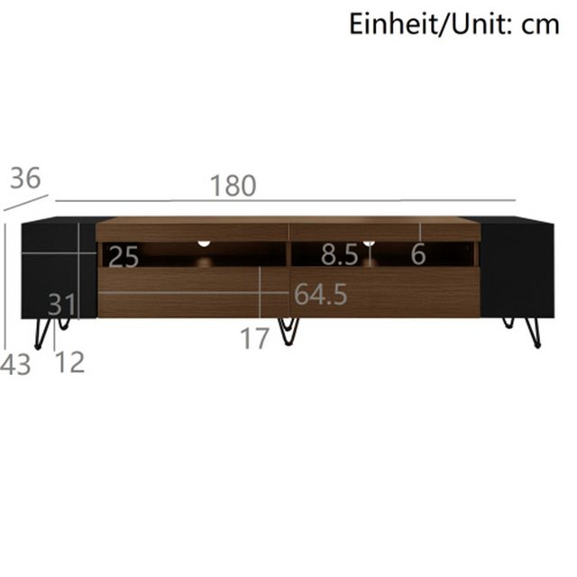 XDeer TV-Schrank Moderner TV-Schrank, TV-Ständer Schwarz und Holzoptik Läng günstig online kaufen