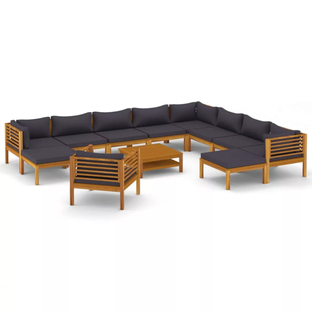 12-tlg. Garten-lounge-set Mit Auflage Massivholz Akazie günstig online kaufen