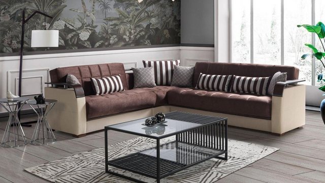 JVmoebel Ecksofa Ecksofa Wohnlandschaft Beige L-Form Sofa Wohnzimmer Ecksof günstig online kaufen