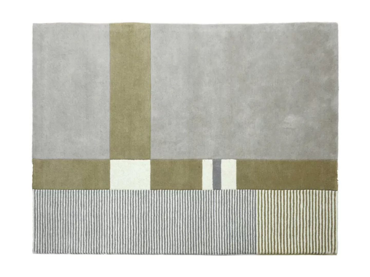 Teppich - 100 % Wolle - handgefertigt - 160 x 230 cm - 2200 g/m2 - Grau & B günstig online kaufen