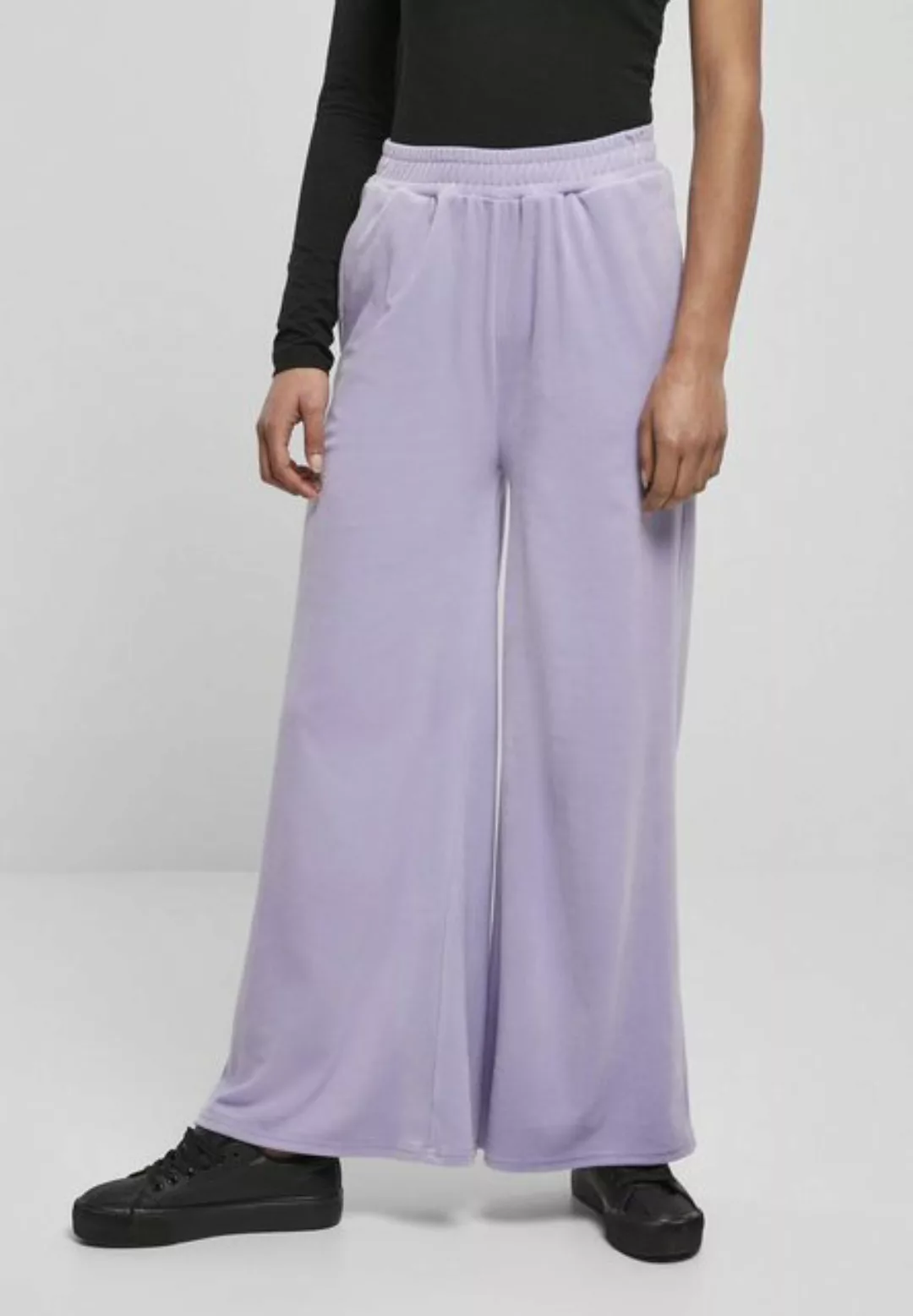 URBAN CLASSICS Stoffhose Damen Ladies High Waist Straight Velvet Sweatpants günstig online kaufen