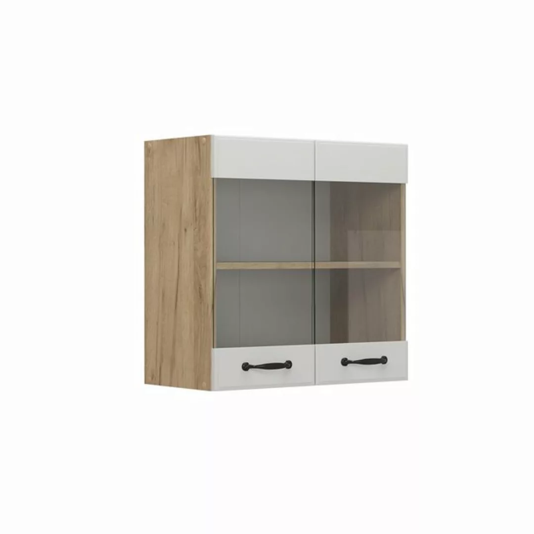 Vicco Glashängeschrank R-Line, Weiß Landhaus/Goldkraft Eiche, 60 cm günstig online kaufen