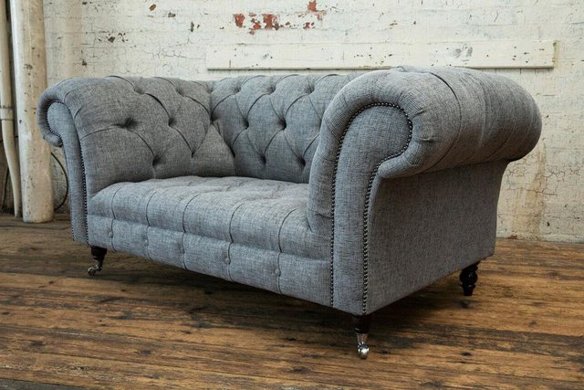 Xlmoebel Sofa Neues Chesterfield-Sofa mit Luxus-Bezug aus Leder und Stoff f günstig online kaufen