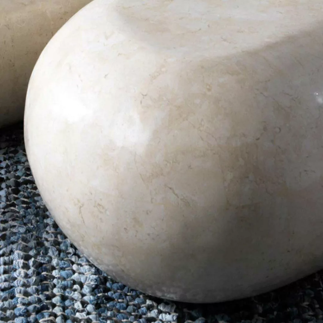 Wohnzimmer Couchtisch aus Stein Creme günstig online kaufen