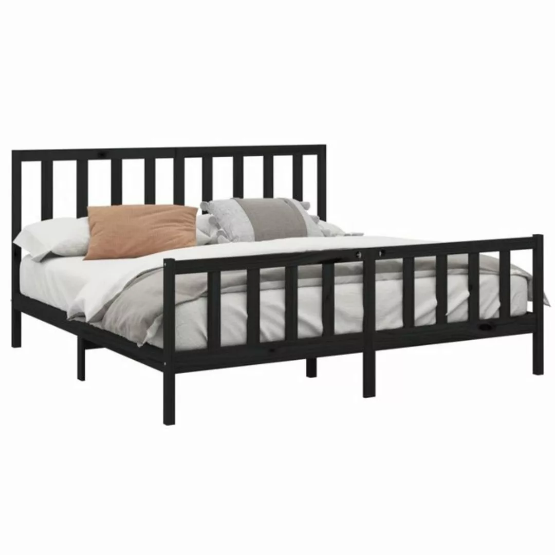 vidaXL Bettgestell Massivholzbett Schwarz Kiefer 200x200 cm Bett Bettgestel günstig online kaufen