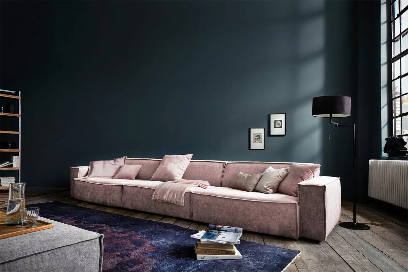 KAWOLA Sofa SAMU Riesensofa Stoff rosa günstig online kaufen