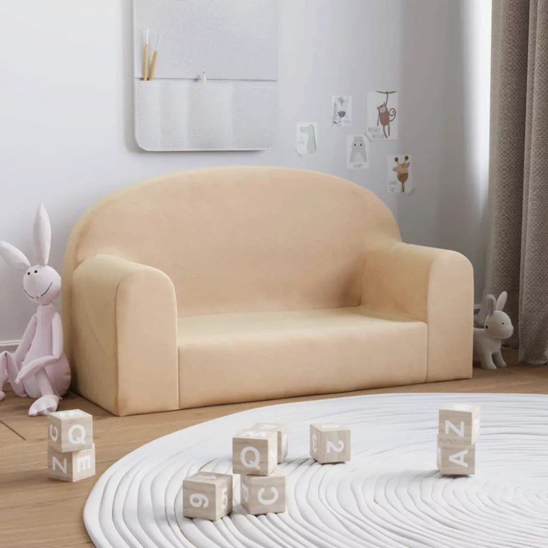 Vidaxl Kindersofa 2-sitzer Creme Weich Plüsch günstig online kaufen