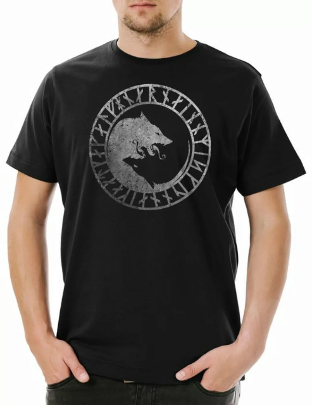 Urban Backwoods Print-Shirt Geri And Freki Herren T-Shirt Odhins Wölfe Odin günstig online kaufen